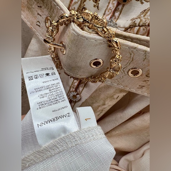 Zimmermann Cream and Gold Long Sleeve Dress - Picture 4 of 8